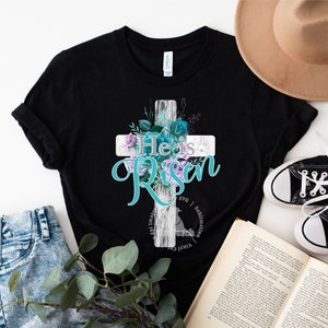 Easter Cross PNG, He is Risen Shirt Design, Christian PNG, Risen Cross PNG, Sublimation Design, Digital Download