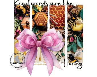 Scripture Shirt Design, Christian PNG, Kind Words are Like Honey, Vintage Design, Honeybee Design, Bee PNG, Bible Verse, Sublimation Design