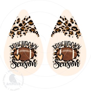 Football Earring PNG, Touchdown Season Drop Earring Sublimation Design, Leopard Print Football PNG, Fall Football Earring PNG, Digital Download, game day earring football png