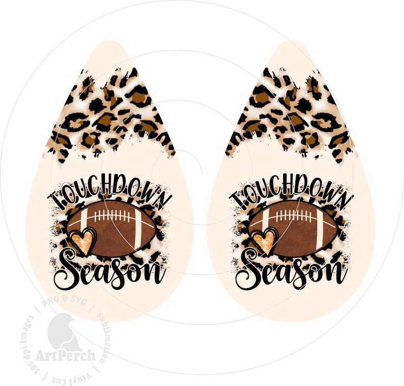 Football Earring PNG, Touchdown Season Drop Earring Sublimation Design, Leopard Print Football PNG, Fall Football Earring PNG, Digital Download, game day earring football png