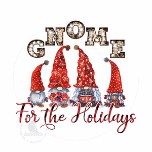 Gnome for the Holidays Sublimation PNG Design - Buffalo Plaid, Leopard Print - Instant Download