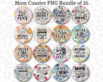 Mama Untersetzer PNG Bundle, Mutter Tag Untersetzer PNG, Mama Untersetzer PNG, Auto Untersetzer Design, Sublimationsdesign, digitaler Download