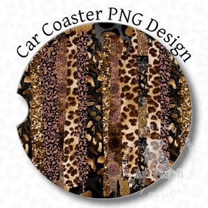 Animal Print Car Coaster PNG, Leopard Print Car Coaster Sublimation Design, Leopard Car Coaster PNG, Digital Download