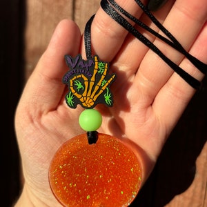 Spooky Season with Glow in the Dark Green Bead Silicone Bead Lanyard-Customizable