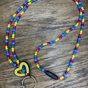 Teach Rainbow Colors Beaded Lanyard