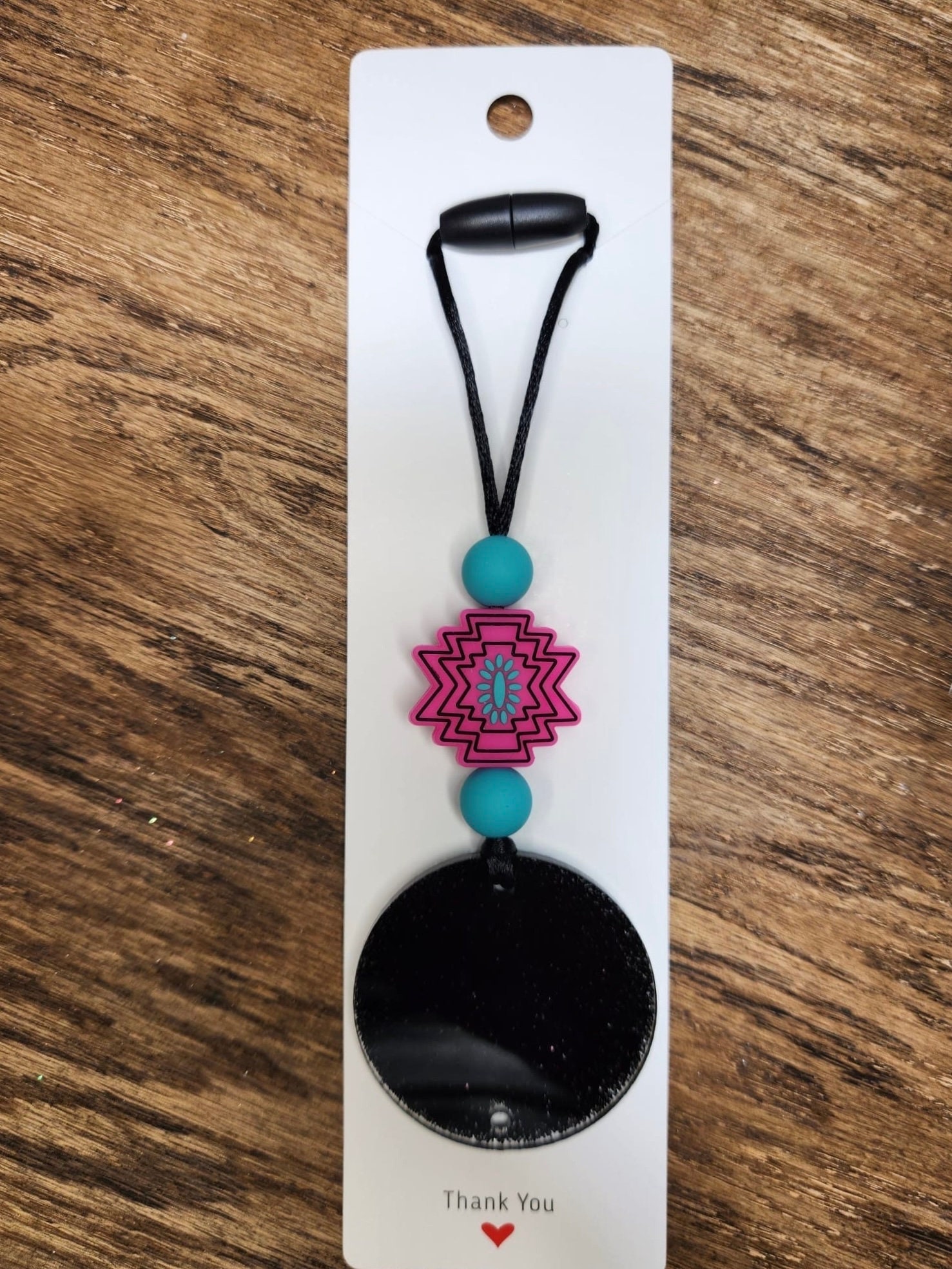 Pink and Turquoise Western  Silicone Beaded Lanyard-Customizable