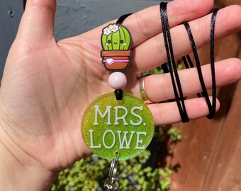 Cactus Cutie Silicone Bead Lanyard-Customizable