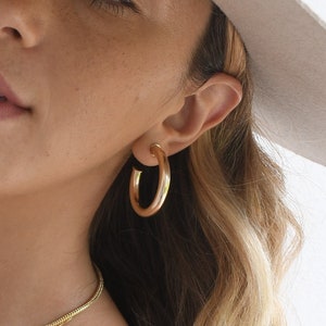 Open Back Gold Hoops | Small Gold Hoop Earrings | Large Gold Hoop Earring | 18k Gold Layered Open Hoops | Hypoallergenic Hoops