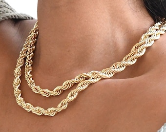 8mm Gold Thick Rope Chain, Thick rope  | Thick Gold Necklace | Rope Necklace | Chunky Rope Chain | Thick Gold Chain