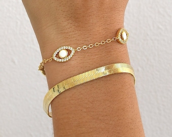 Evil Eye Bracelet | Gold Evil Eye Bracelet | Evil Eye Bracelet White | Evil Eye Boho Bracelet | Protection Gold Eye Bracelet