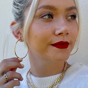 Thin Gold Hoops | Large Light Gold Hoops | Gold Infinity Hoops | Seamless Closure Hoops | 18k Gold Layered Infinity Hoop | Hoop Earrings