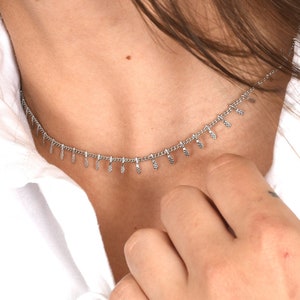 Silver Choker | Rose Gold Gold or Gold or Silver | Silver Choker Necklace | Gold Fringe Choker Necklace