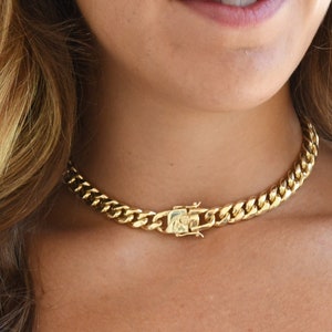 Miami CUBAN, Gold Curb Choker, Cuban Link Choker, Gold Filled Chain, Thick Chain 18K Gold Filled, Cuban Link Chain