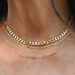 Gold Cuban Necklace | Dainty Box Chain | 18 Inch or 16 Inch Gold Necklace | Gold Cuban Necklace | Mini Box Chain | Dainty Gold Chain