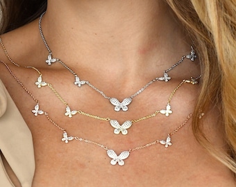Butterfly Necklace | Gold Butterfly Necklace | Silver Butterfly Necklace | Rose Gold Butterfly Necklace | Gold Layered Butterfly Necklaces