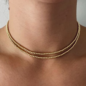 Gold Bead Choker Double Stacked 3mm Gold Bead Choker | Gold Filled beaded choker | 18k Gold Filled Beaded Choker | Adjustable bead necklace