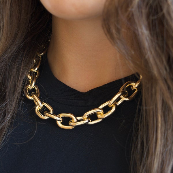 Gold Chunky Chain Necklace - Gold Filled, Gold Link Chain Necklace, Large Link Chain, Chunky Gold Necklace, Chunky Chain Necklace