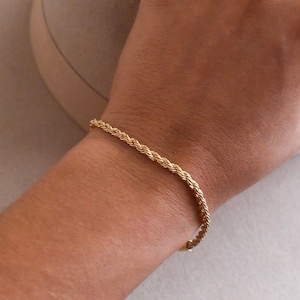 Gold Rope Bracelet | Skinny Rope Bracelets | 3mm Gold Rope Bracelet | Gold Layered Bracelets | 18k Gold Bracelets | Gold Bracelet