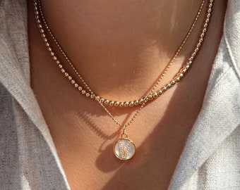 Gold Coin Medallion Necklace | Initial Chain | Name Necklace | 18k Gold Layered | Initial Letter Chain