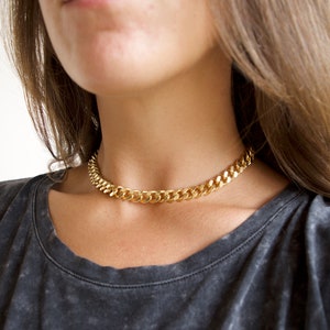 Chunky Gold Curb Choker, Link Chain Necklace, Gold Filled Chain, Thick Chain 18K Gold Filled, Choker, Gold Choker, Chain Necklace