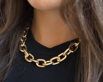 Gold Chunky Chain Necklace - Gold Filled, Gold Link Chain Necklace, Large Link Chain, Chunky Gold Necklace, Chunky Chain Necklace