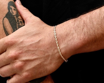 Mens Gold Rope Bracelet | Rope Bracelets For Men or Women | 3mm Gold Rope Bracelet | Gold Layered Bracelets 18k Gold Bracelets Gold Bracelet