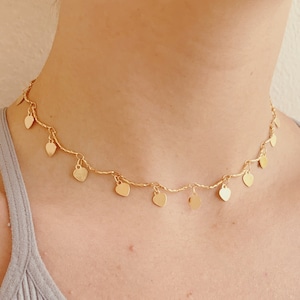 Gold Dangling Heart Choker | 18k Gold Filled Choker | Dainty Choker | Minimalist Necklace| Dainty Gold Choker | Boho Choker Jewelry