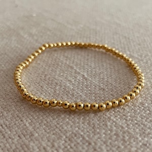 NEW 3mm Gold Bead Bracelet | Elastic Gold Bead Bracelet | 18k Gold Filled Beaded Bracelet