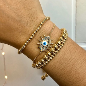 Evil Eye Bracelet, Evil Eye Dainty Bracelet Set or Singles, Dainty Gold Bracelet, Layered Bracelet, Good Luck Charm Bracelet