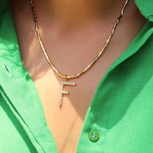 Initial Necklace |  Diamond Initial Necklace | Custom Initial Gold Necklace | Personalized Necklace | Name Necklace | Gift For her |