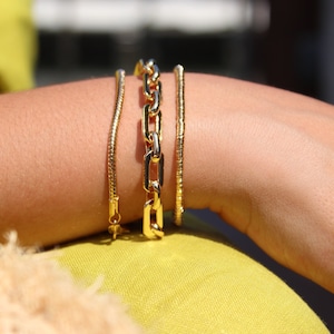 Stack Bracelet | Gold Chain Bracelet | Paperclip Bracelet | Gold link Bracelet | Omega Bracelet | Bracelet Set | Gift for Her