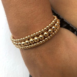 Adjustable Gold Beaded Bracelets | 18k Gold Layered Beaded Bracelet | Stackable Adjustable Gold Beaded Bracelet Set