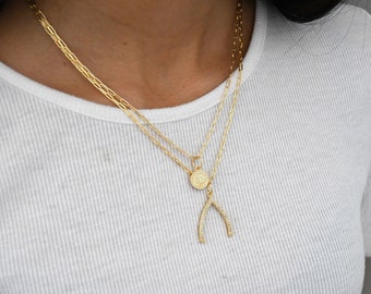 Dainty Wish Bone Necklace | Gold Layering Necklace | 18k Dainty Wishbone Chain | Bridesmaids Gold Necklace | Necklace Gift