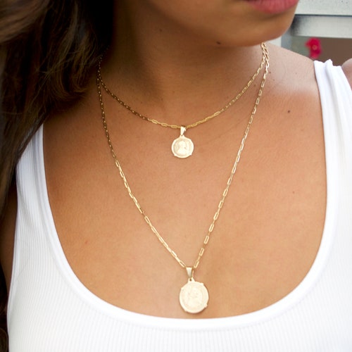 Gold Coin Necklace Fine 14K Gold Filled 