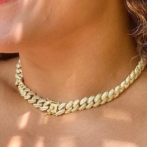 Chunky Gold Curb Choker, Link Chain Necklace, Gold Filled Chain, Thick Chain 18K Gold Filled, Big Figaro Chain Choker, Diamond Cuban Link
