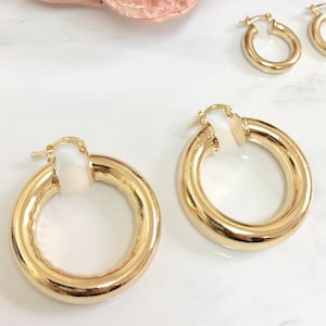 Dicke Goldreifen, 18k Gold gefüllte Reifen mit 1,5 Durchmesser ODER kleine klobige Goldreifen mit 0,75 Zoll Durchmesser, goldene klobige Reifen