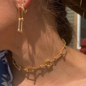 U-Lock Chain Necklace | U-Lock Chain | Gold Chain | Gold U-Lock Chain | U-Lock Earrings | Gold U-Lock Earrings | U-Lock Set |