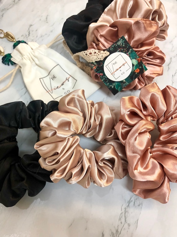 Silk Hair Ties with Crystals: Rose Gold and Lavender