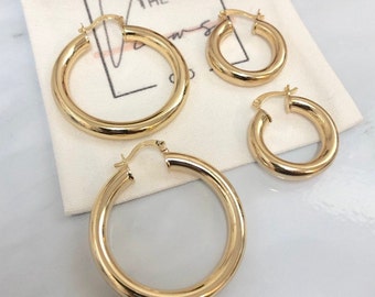 Gold Hoop Earrings | Small Gold Hoop | Thick Gold Hoops| Gold Filled Hoops | Chunky Gold Hoops