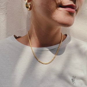 Skinny Rope Chain | 18k Gold Layered Rope Chain 18&quot; | Rope Chain Necklace | Gold Rope Necklace for Women Gold Chain Necklace
