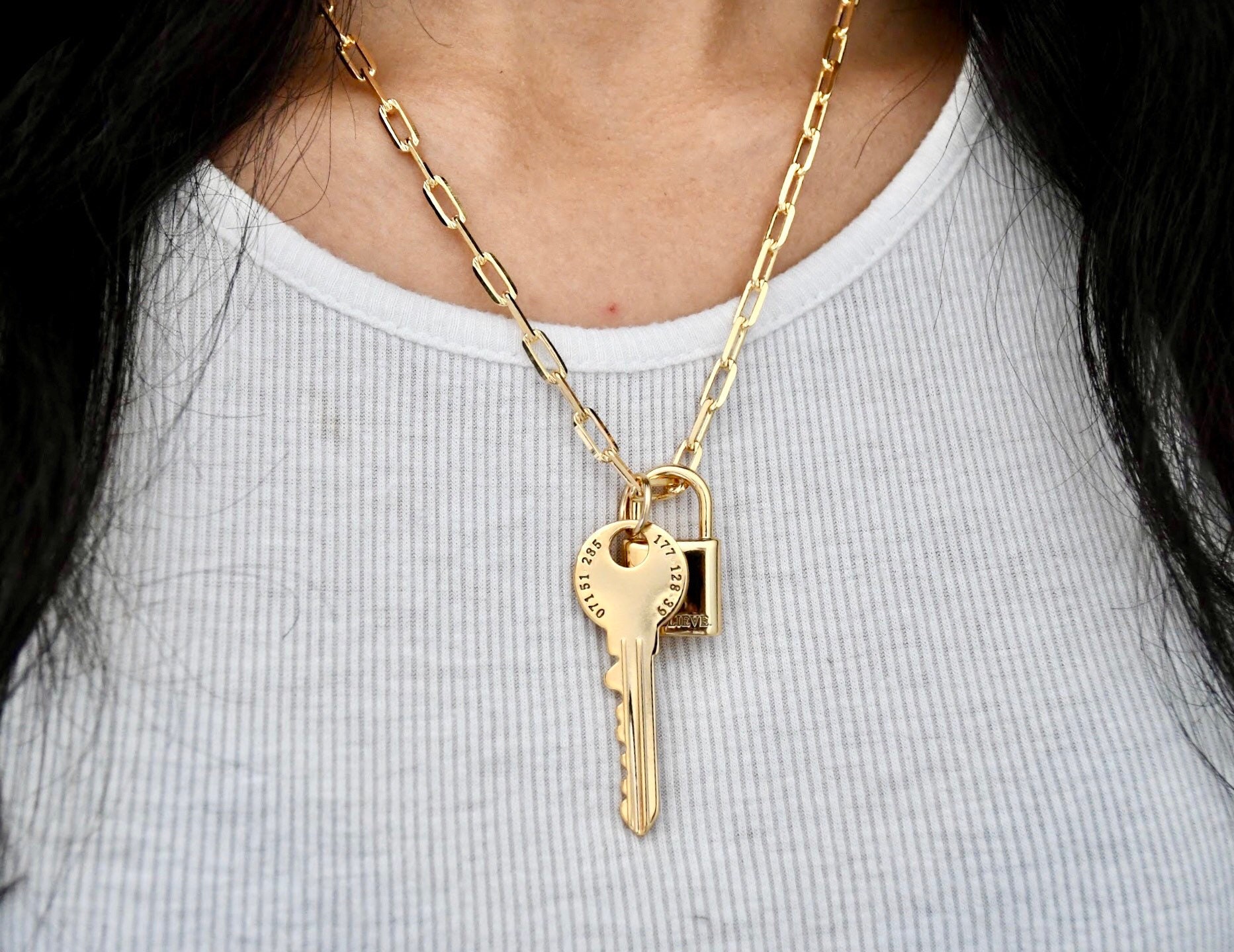 Lock and Key Necklace Gold Lock Gold Key Necklace Gold 