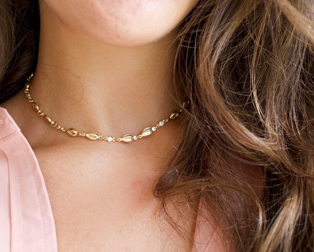 Buy Gold Cowrie Shell Choker, Gold Shell Choker, Gold Shell Anklet, Gold  Cowrie Shell Anklet, Coffee Bean Shell Choker, Linked Shell Choker Online  in