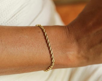 Bracciale a catena di corda / Bracciale a catena intrecciata / Bracciale a catena annodata / Catena a corda sottile / Bracciale a catena di corda delicata / Bracciale a corda dorata
