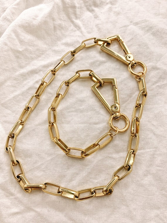 Chunky Link Gold Chain | Gold Filled Jewelry | Triangular Carabiner Chain | Gold Carabiner Chain | Gold Carabiner lock | Trapezoid Lock