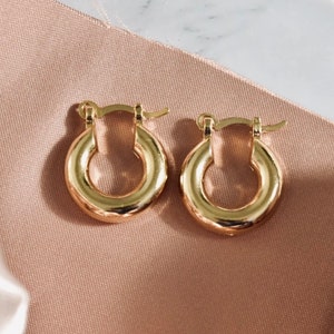 Simple Medium Thick 18k Gold Filled Hoops .75" Diameter and 5mm Thick
