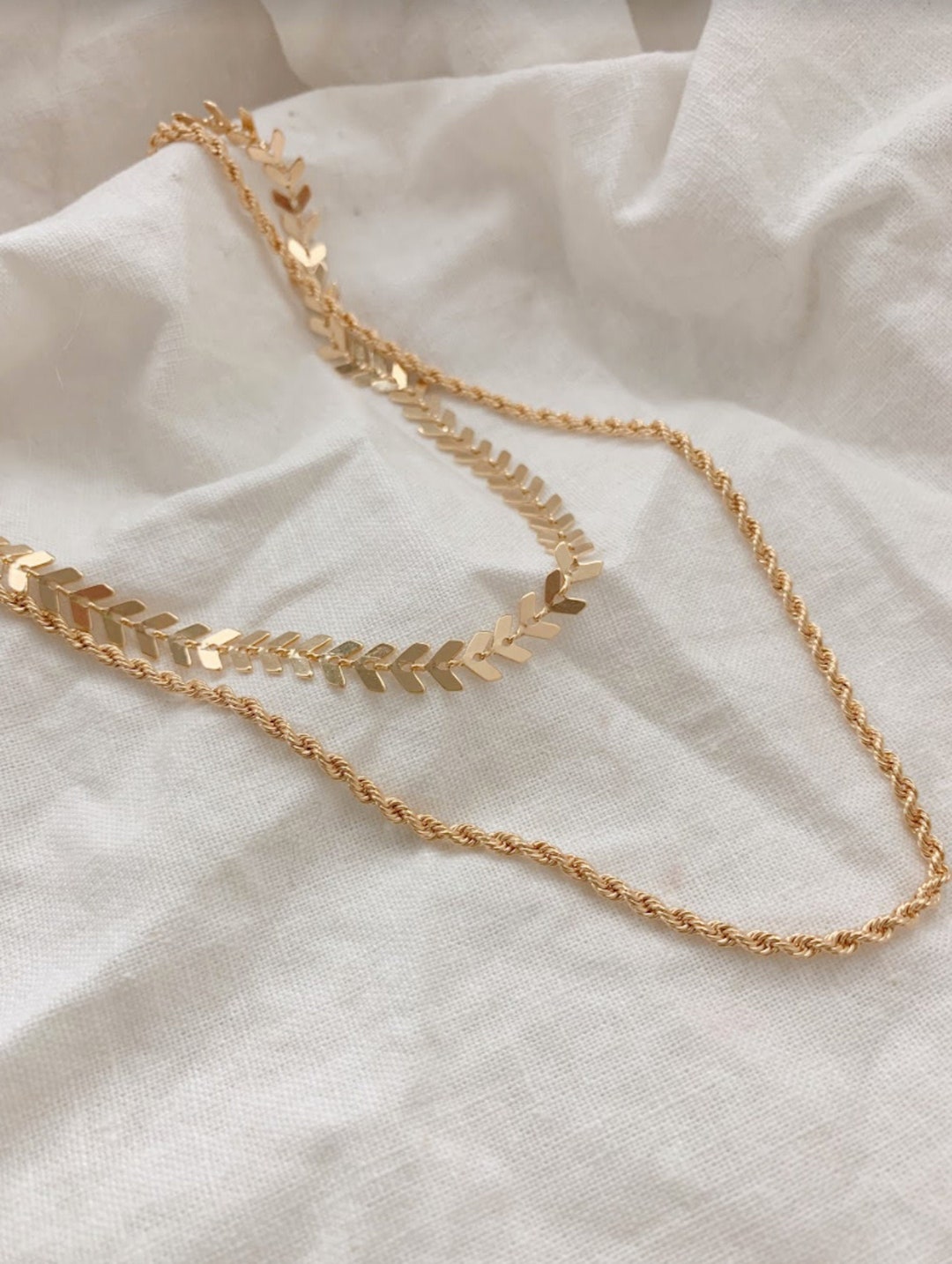 Arrow Chain Rope Gold Chain Set, Gold Arrow Choker, 18k Rope Chain, Gold Filled Chain ...