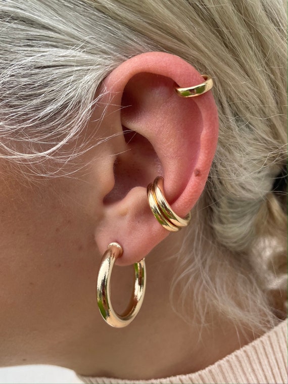 Conch Hoop Cartilage Earring Gold Ear Cuff Gold Cartilage Hoop Gold Filled  Ear Cuff Conch Earring Thick Gold Cuffs - Etsy