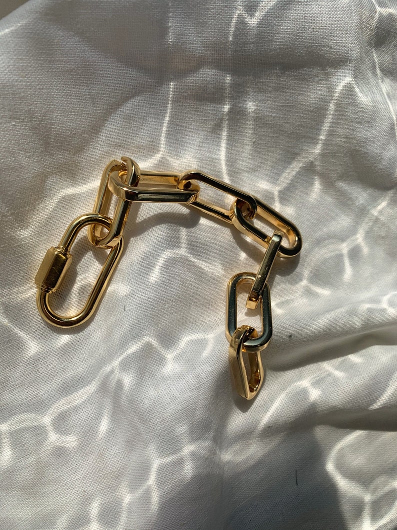 Twister Lock Bracelet Gold Thick Screw Lock Carabiner Etsy