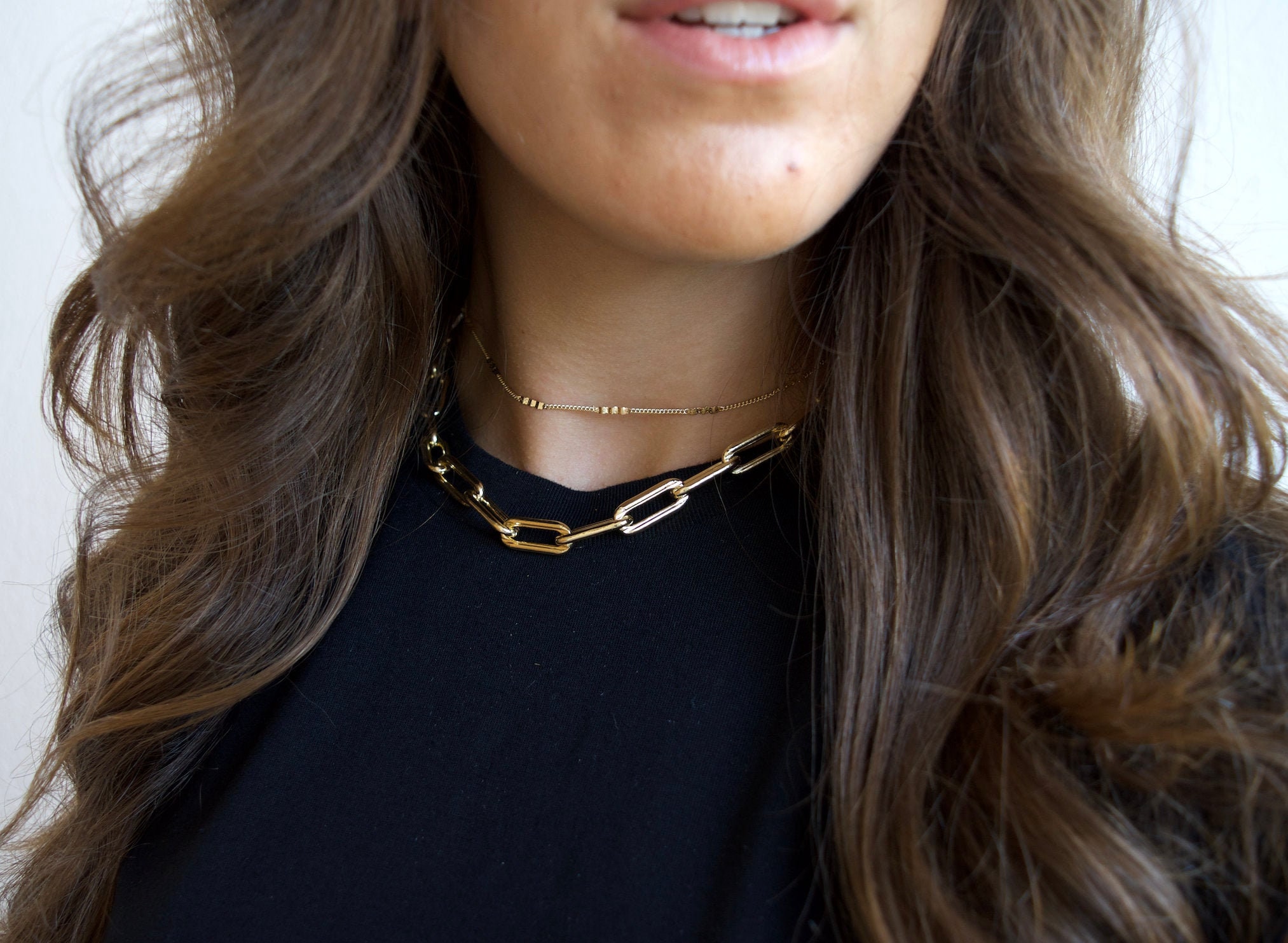 Thick Gold Link Choker Link Chain 