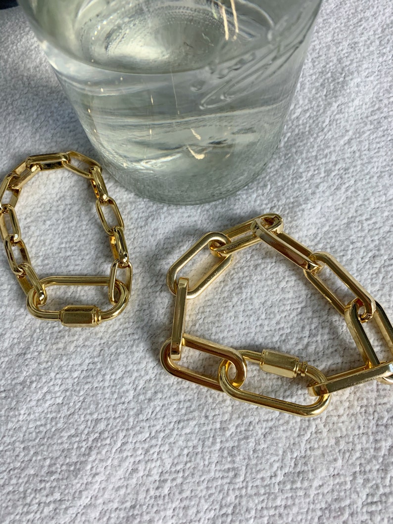 Twister Lock Bracelet Gold Thick Screw Lock Carabiner Etsy
